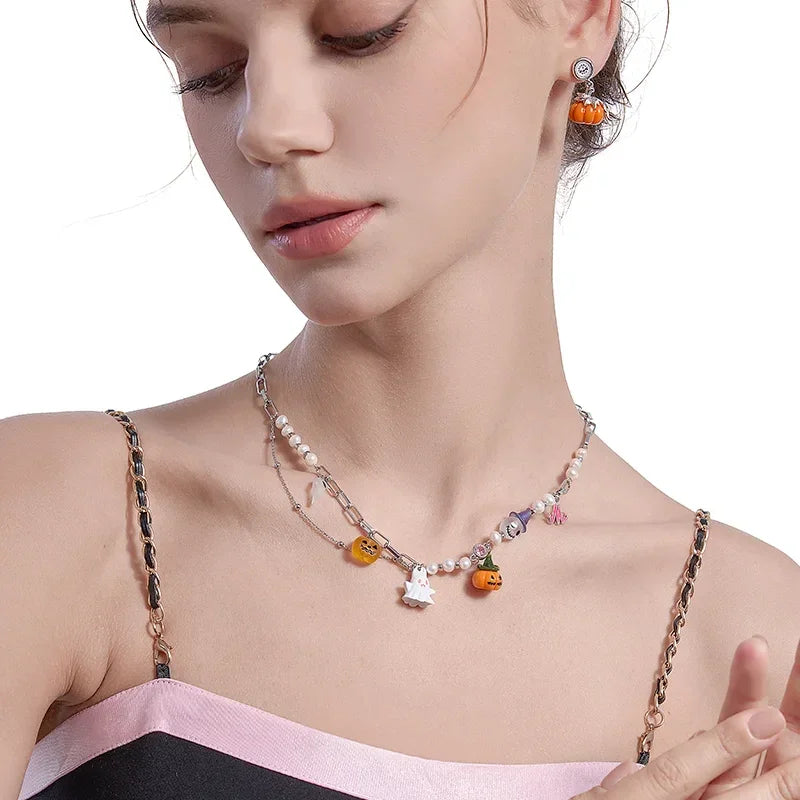 Collar de calabaza y fantasma – Estilo Halloween