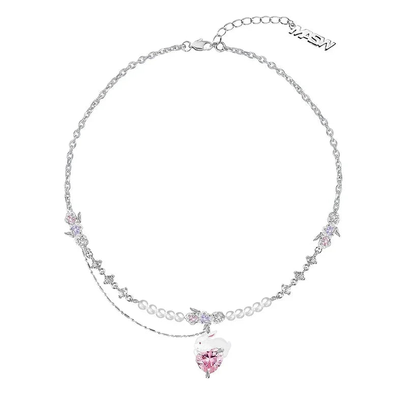 Collar de conejito blanco - Cadena de 40 cm