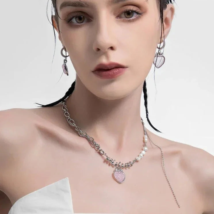 Collar de Tarta de Fresa en Plata 925 – Cadena de 43 cm