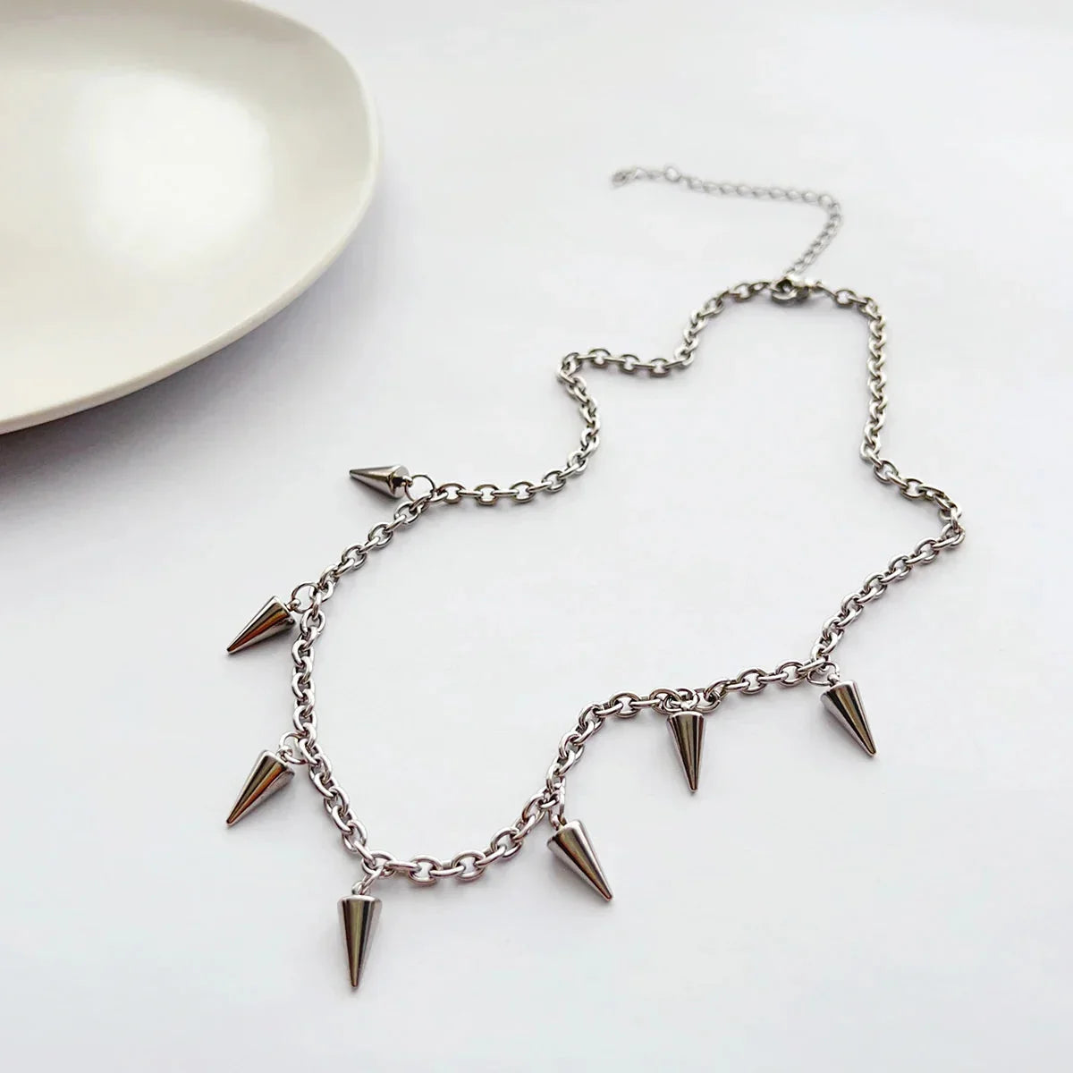 Collar con pinchos punk - Cadena de 40/55 cm