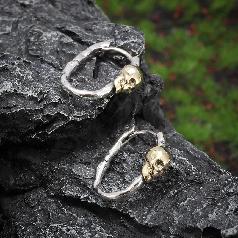 Par de pendientes de calavera vintage en plata 925
