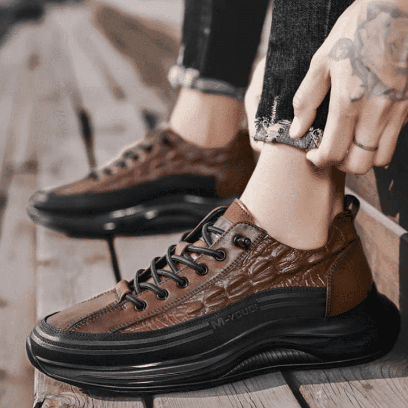Tênis Masculino Estilo Couro De Crocodilo - Sundian - Sundian