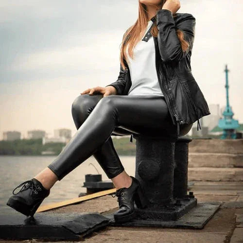 Thermal Flannel Leather Leggings - FashionLeg
