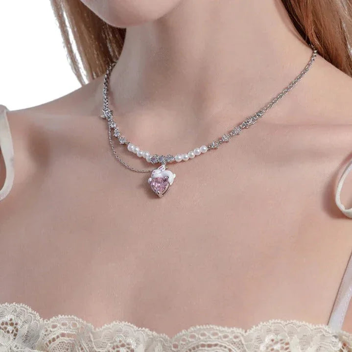 Collar de conejito blanco - Cadena de 40 cm