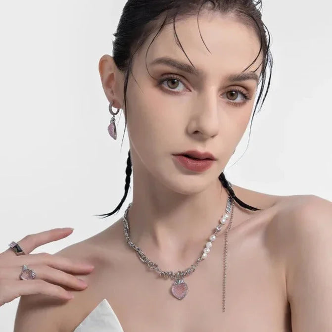 Collar de Tarta de Fresa en Plata 925 – Cadena de 43 cm