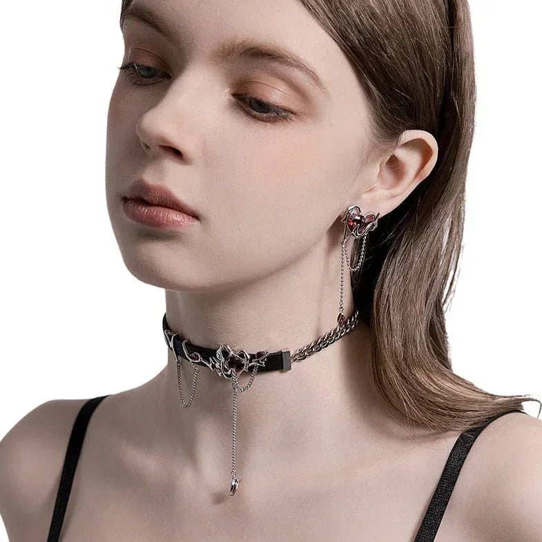 Collar de corazón y sangre - Cadena de 37 cm