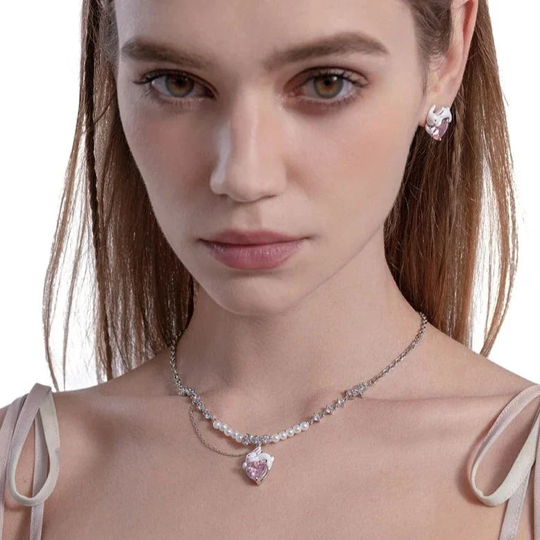 Collar de conejito blanco - Cadena de 40 cm