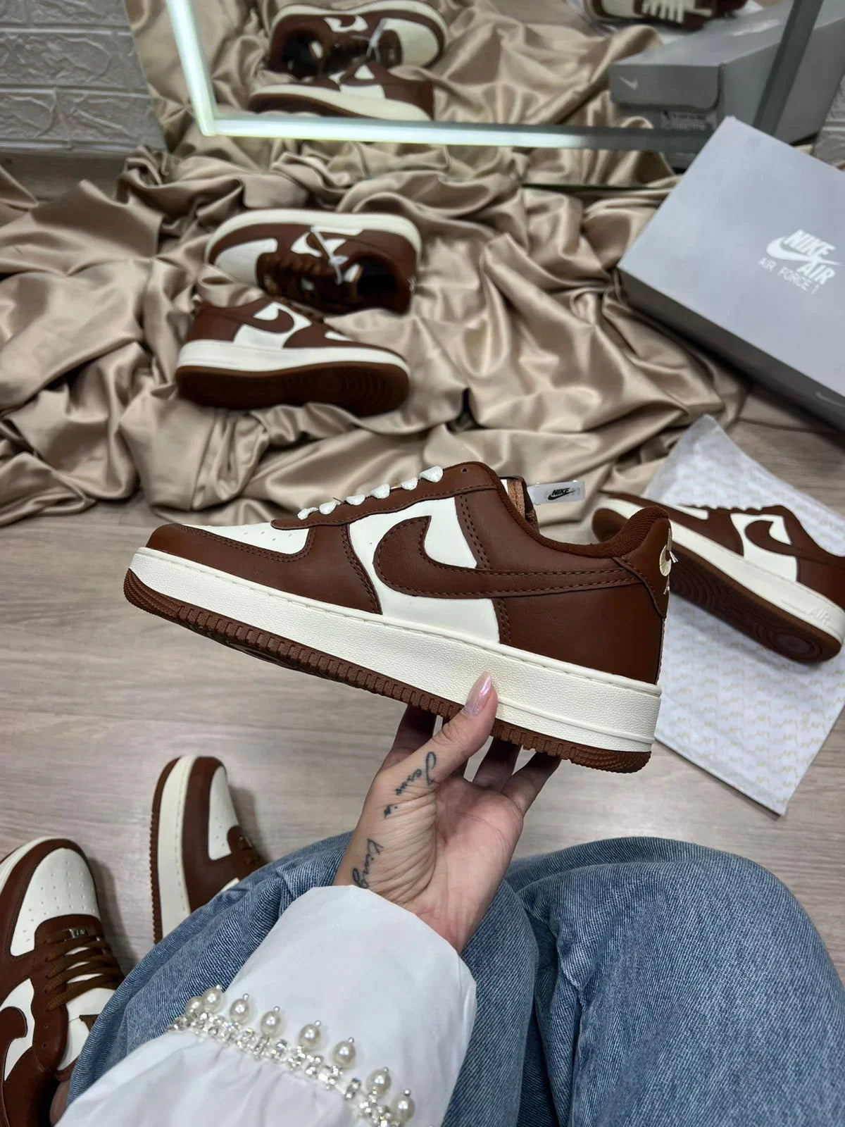 Air force F1 Marrom e Branco - Sundian