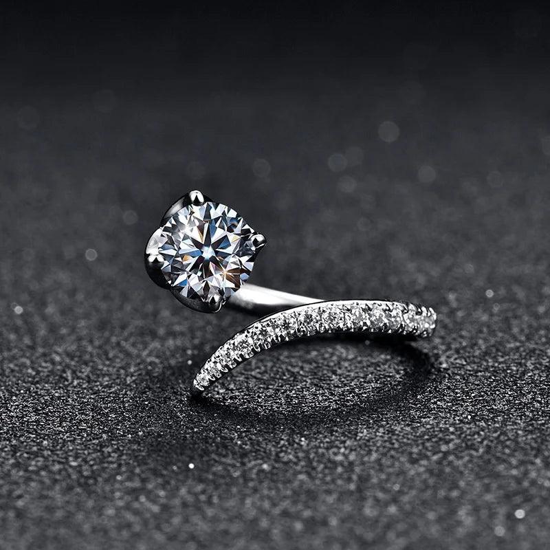 Anel Moissanite Espiral Ajustavel - Sundian