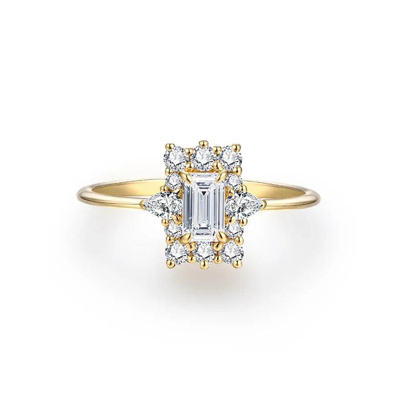 Anel com Pedra Moissanite Quadrada - Sundian