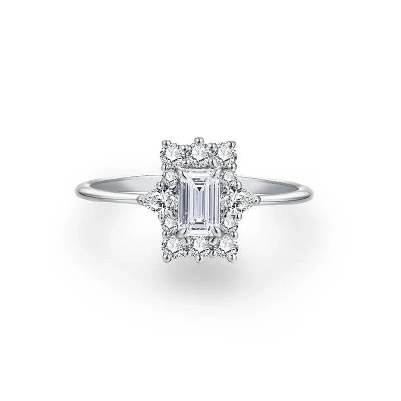 Anel com Pedra Moissanite Quadrada - Sundian