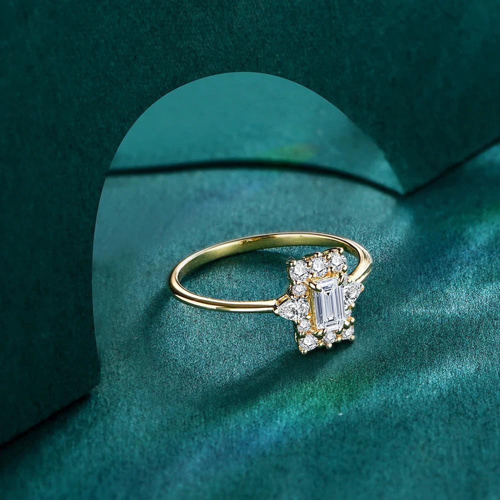 Anel com Pedra Moissanite Quadrada - Sundian
