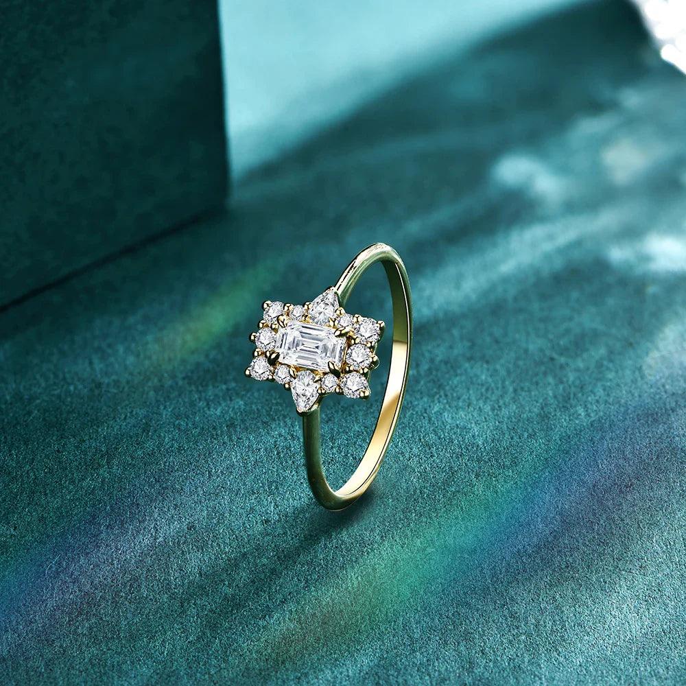 Anel com Pedra Moissanite Quadrada - Sundian