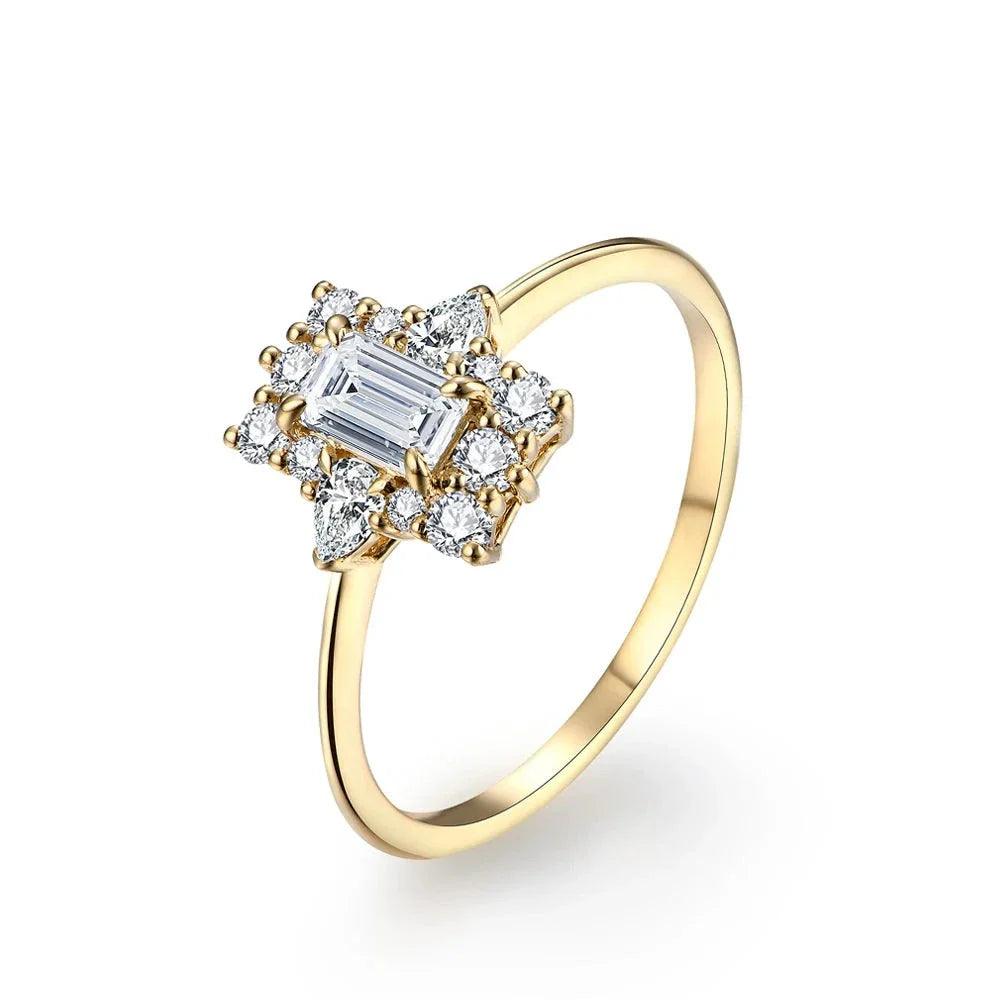 Anel com Pedra Moissanite Quadrada - Sundian