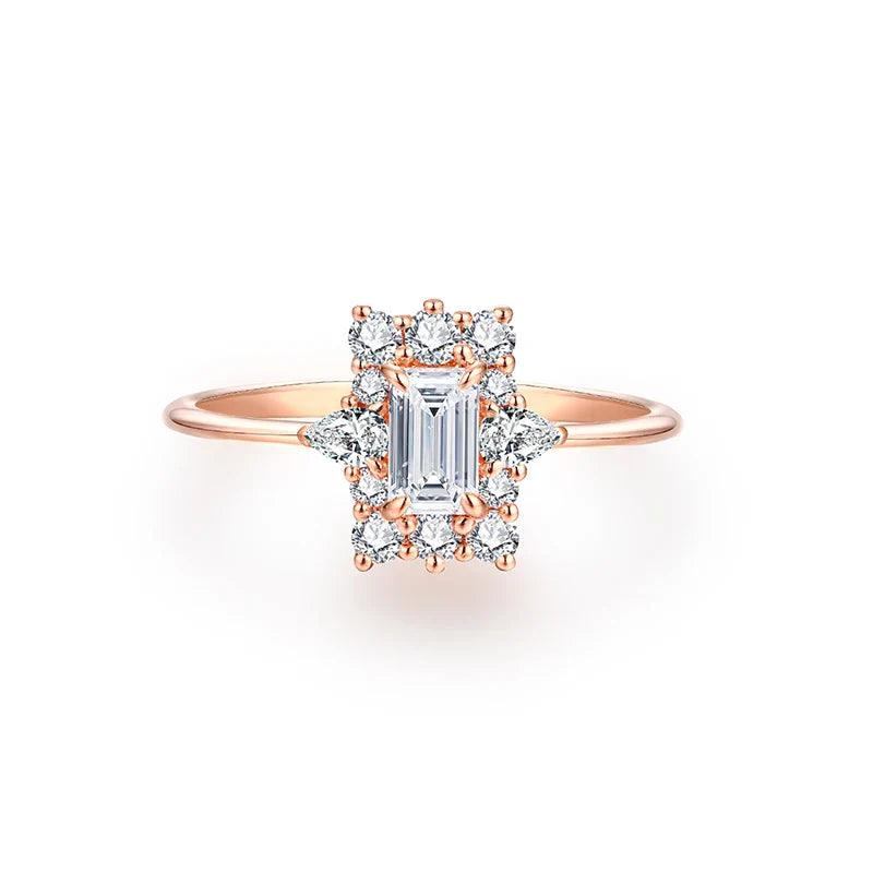 Anel com Pedra Moissanite Quadrada - Sundian