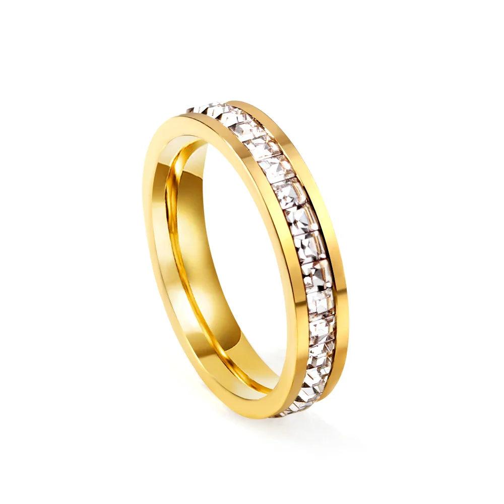 Anel com Zircônias Banhado a Ouro 18k - Sundian