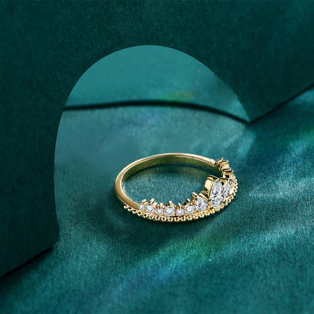 Anel Cravejado com Pedras Moissanite - Sundian