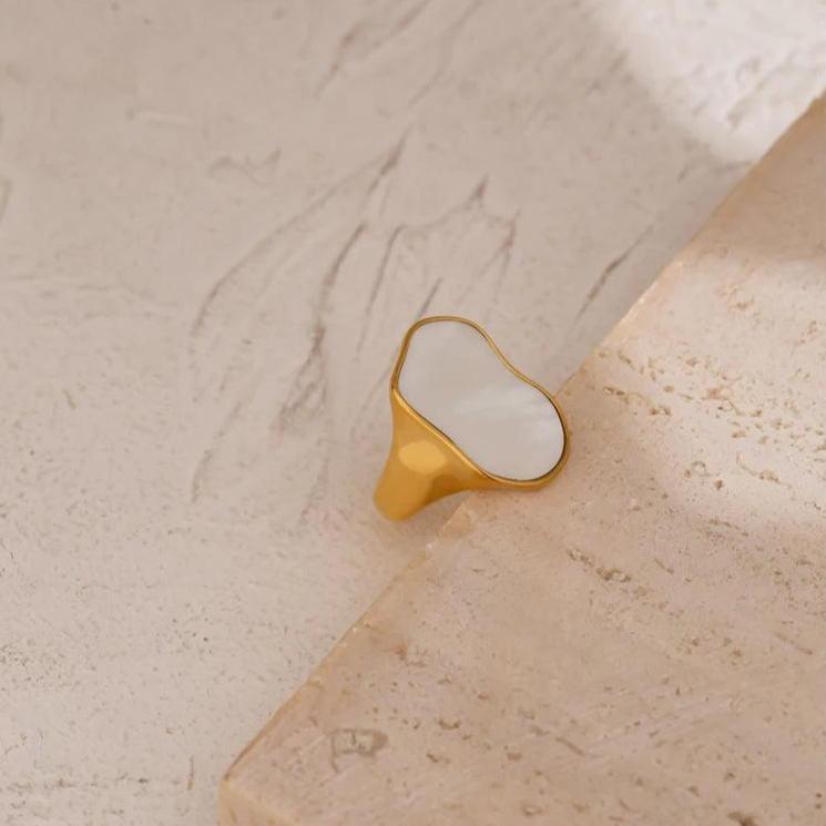 Anel Madreperola Banhado em Ouro 18k - Sundian