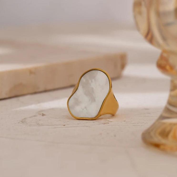 Anel Madreperola Banhado em Ouro 18k - Sundian