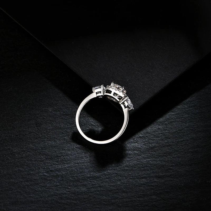 Anel Ouro Branco com Moissanite - Sundian