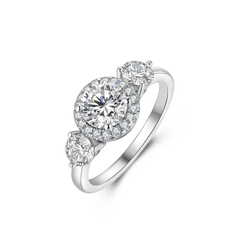 Anel Ouro Branco com Moissanite - Sundian