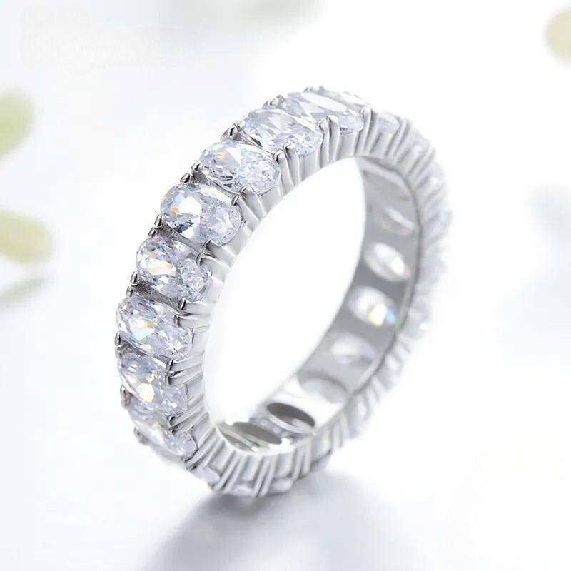 Anel Prata com Zircônias Oval - Sundian