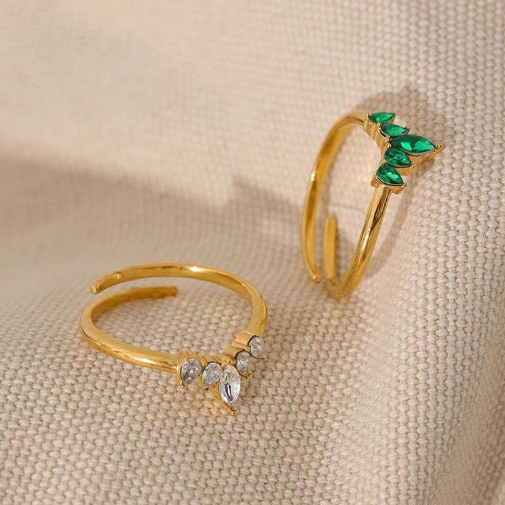 Anel Princesa ajustável Banhado a Ouro 18k - Sundian