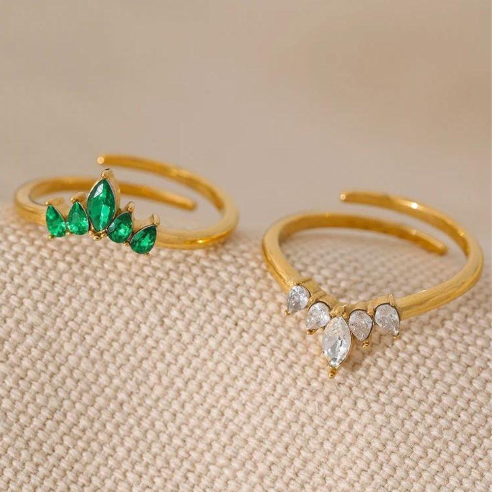 Anel Princesa ajustável Banhado a Ouro 18k - Sundian
