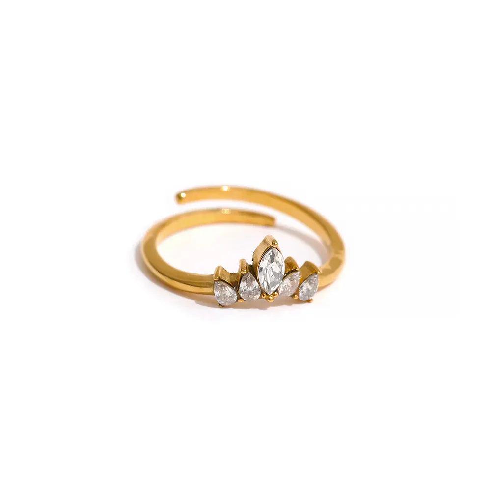 Anel Princesa ajustável Banhado a Ouro 18k - Sundian