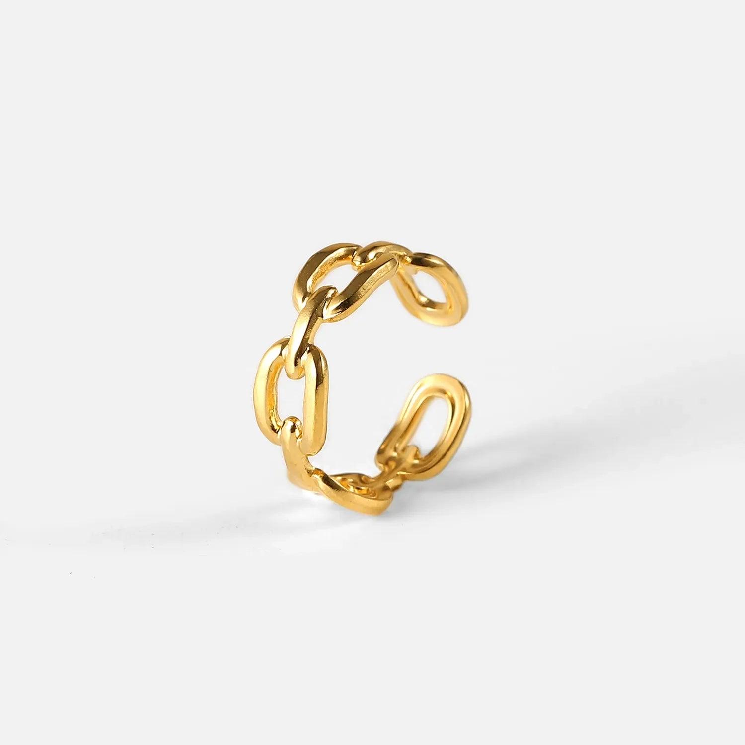 Anel Traçado Ajustável Banhado a Ouro 18k - Sundian