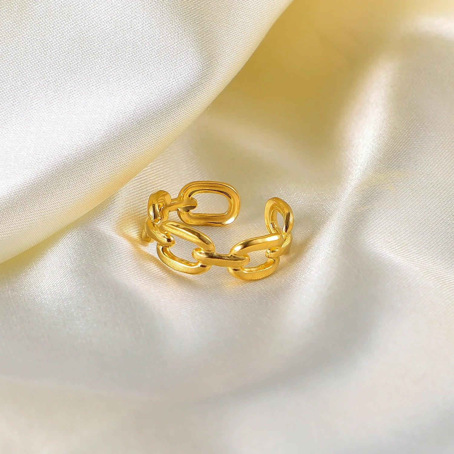 Anel Traçado Ajustável Banhado a Ouro 18k - Sundian