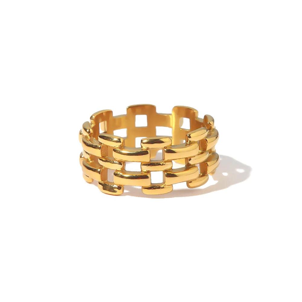 Anel Traçado Banhado a Ouro 18k - Sundian