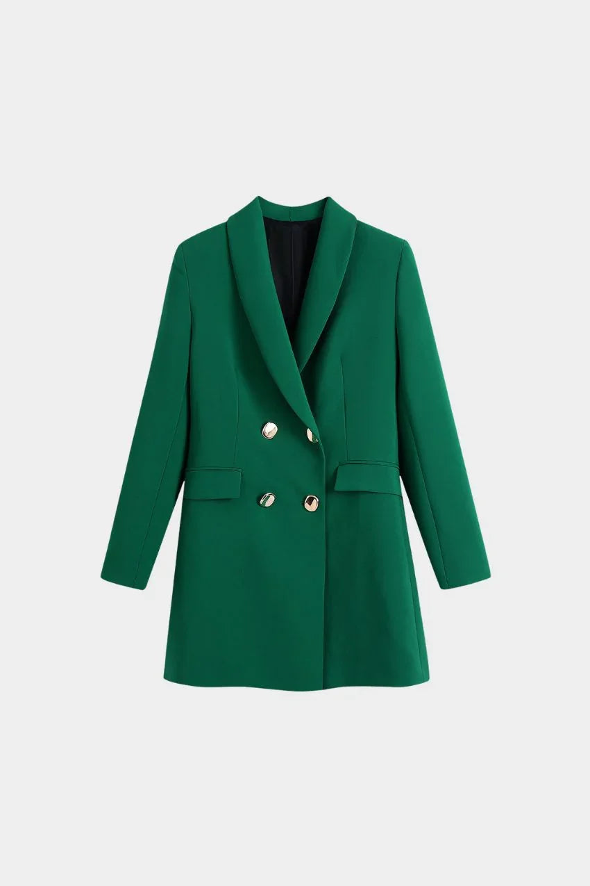 Blazer Feminino Neoprene Botão Duplo Ajustado – Design moderno com toque clássico - Sundian