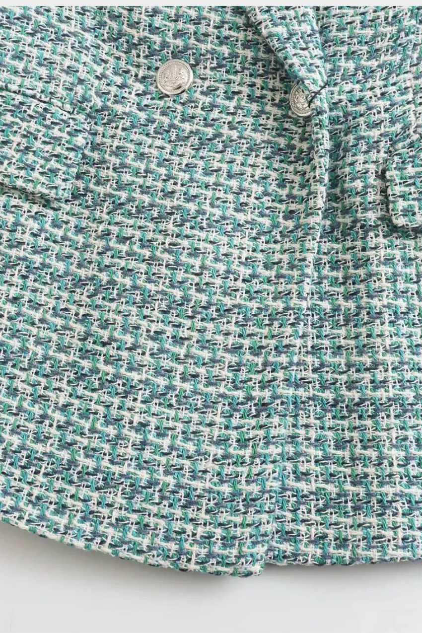 Blazer Tweed Verde Multicolorido – Visual encantador para brilhar - Sundian