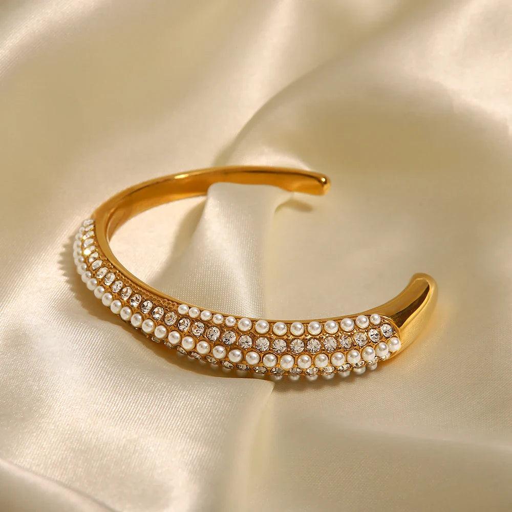 Bracelete com Multicamadas de Zircônias e Pérolas - Sundian - Sundian