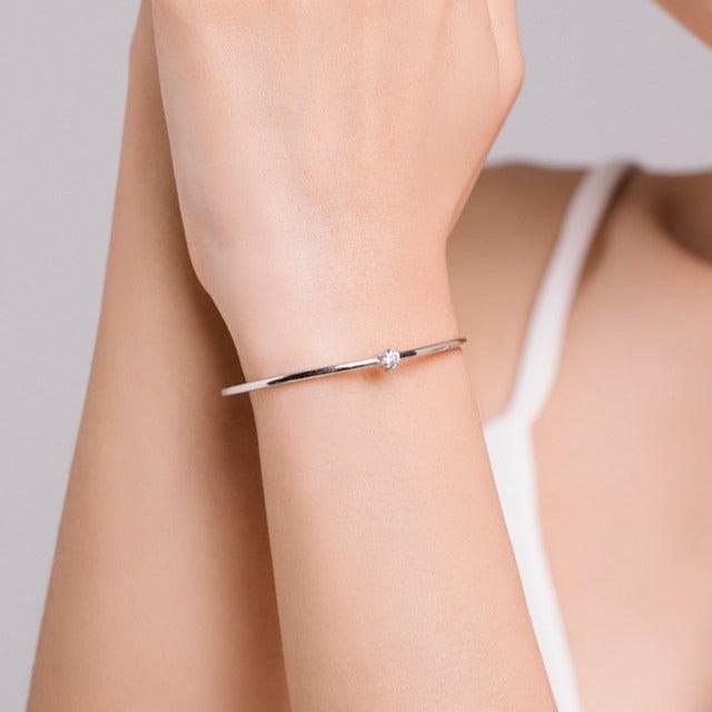 Bracelete Solitário Coração de Zircônia Prata - Sundian - Sundian