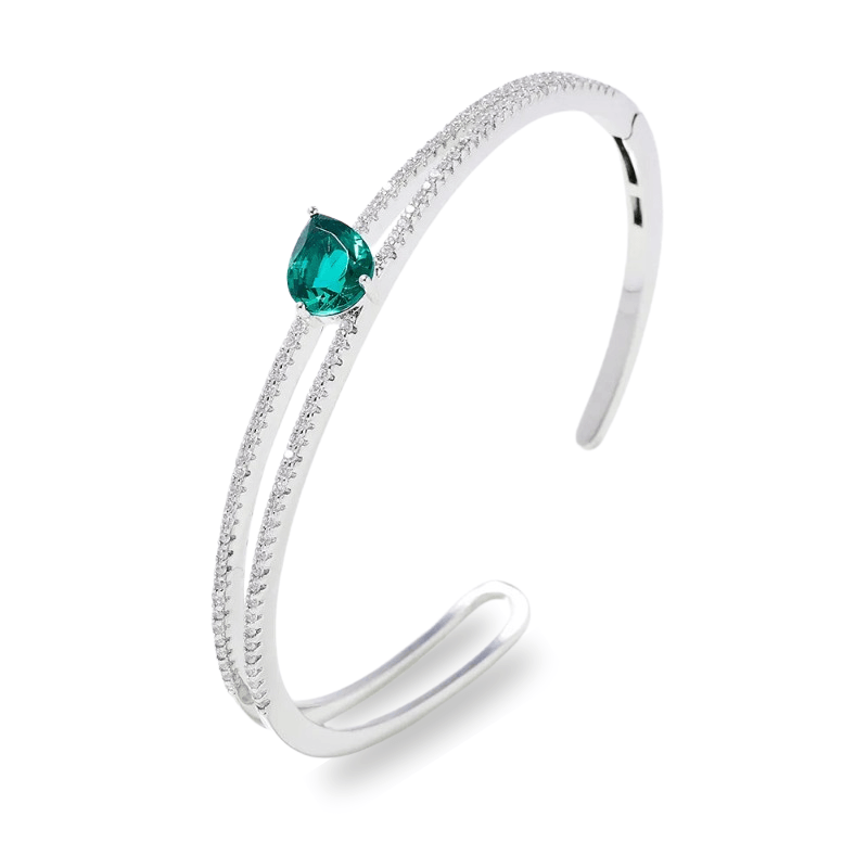 Bracelete Prata com Esmeralda - Sundian - Sundian