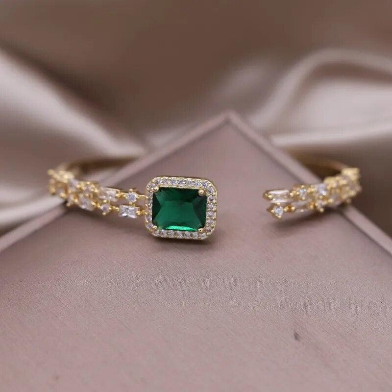 Bracelete com Esmeralda e Zircônias Banhado a Ouro 14k - Sundian - Sundian