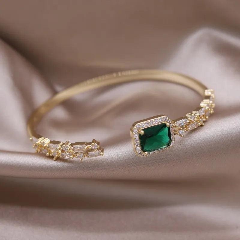 Bracelete com Esmeralda e Zircônias Banhado a Ouro 14k - Sundian - Sundian