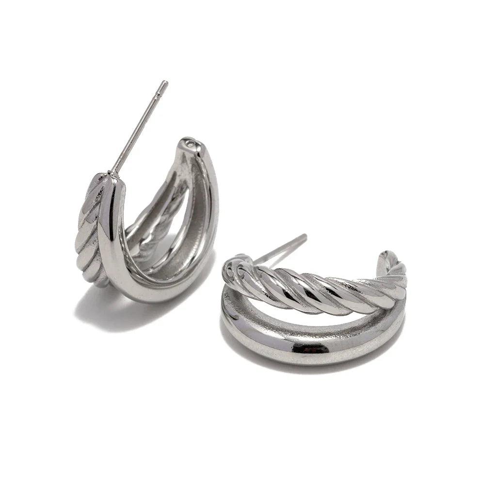 Brinco Argola com Camada Dupla Trançada Banhado a Ouro 18k - Sundian - Sundian