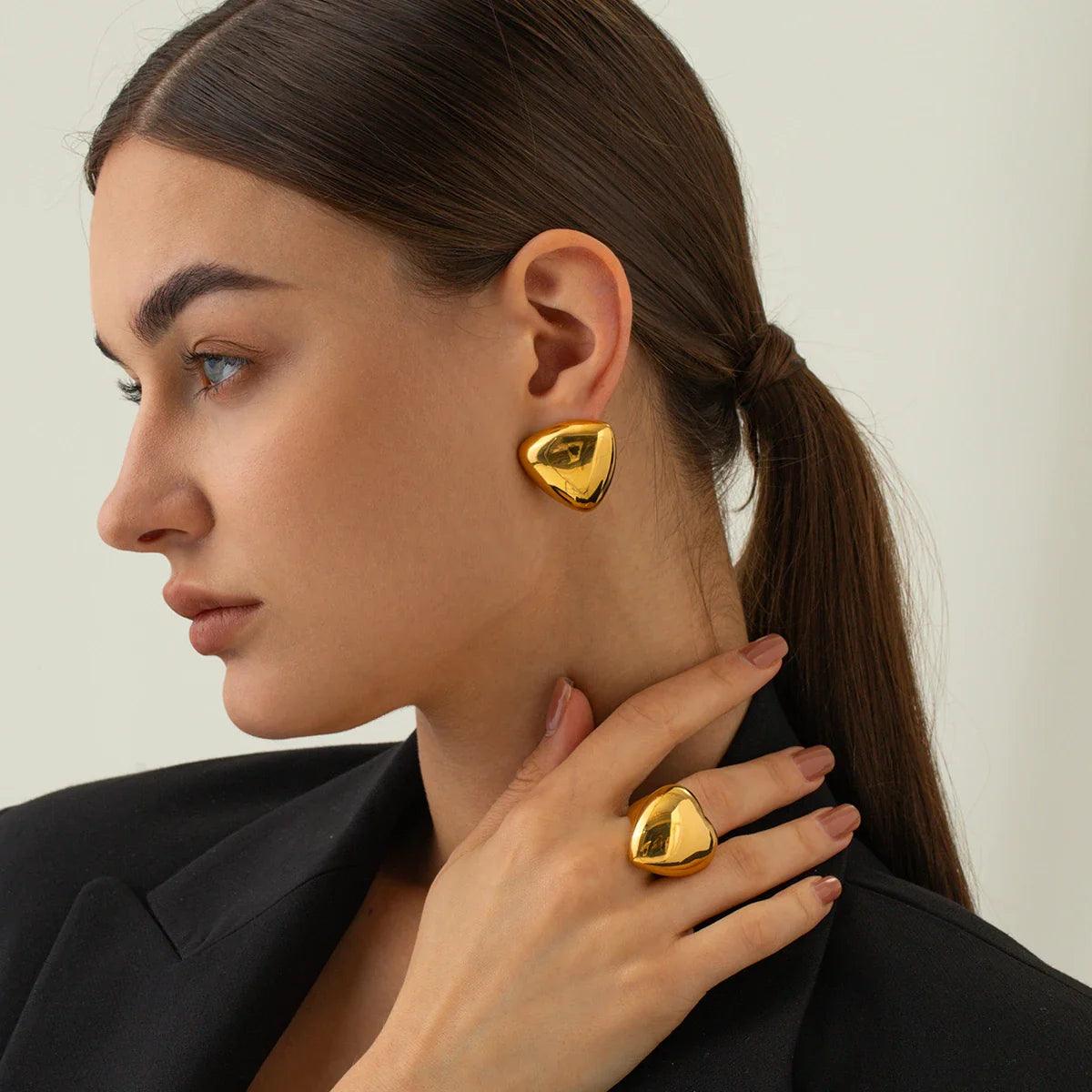 Brinco Glamour Versale Banhado a Ouro 18K - Sundian - Sundian