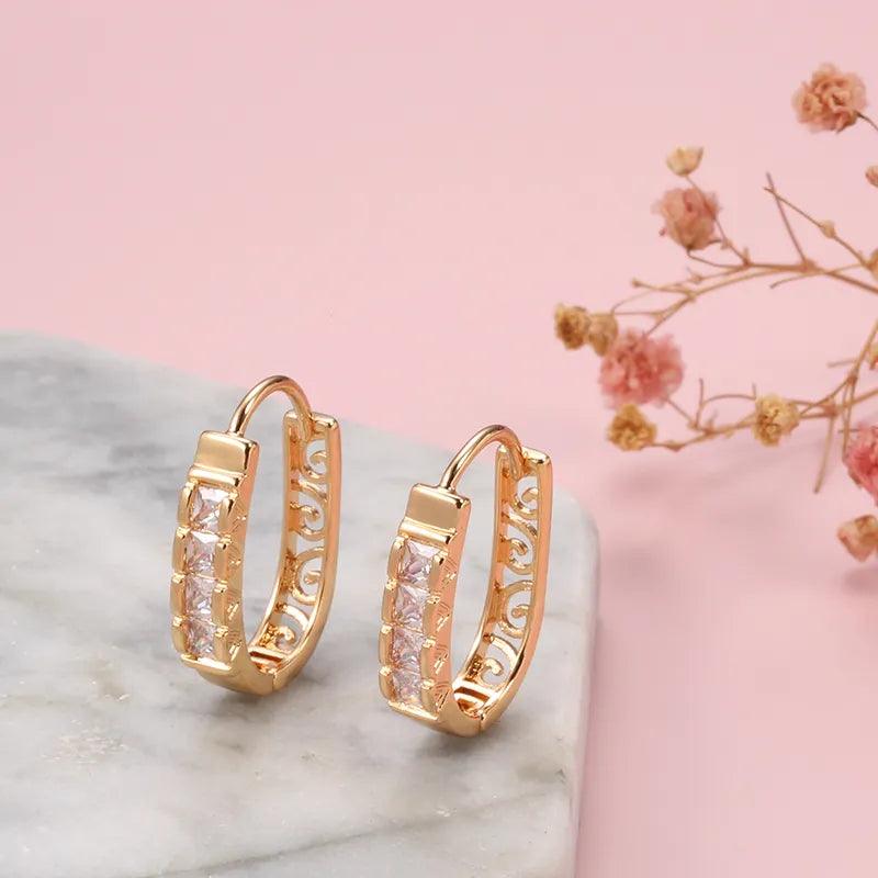 Brinco Rosé Elegante Com Zircônias - Sundian - Sundian