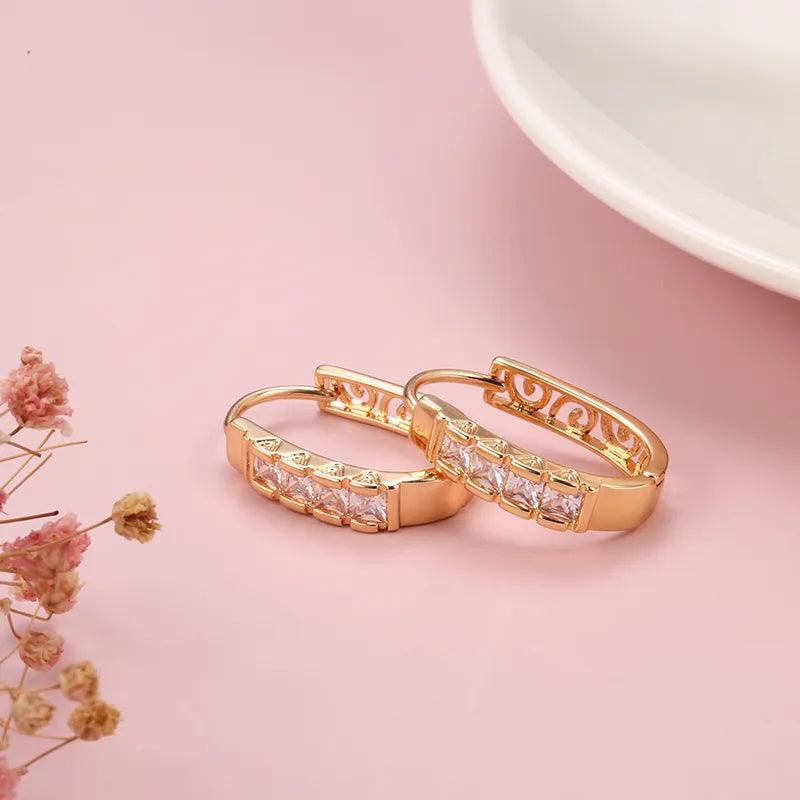 Brinco Rosé Elegante Com Zircônias - Sundian - Sundian