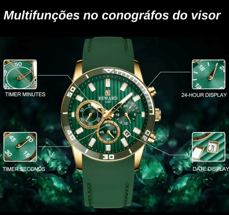 Relógio Casual Masculino Reward - Aço inoxidável - Sundian - Sundian
