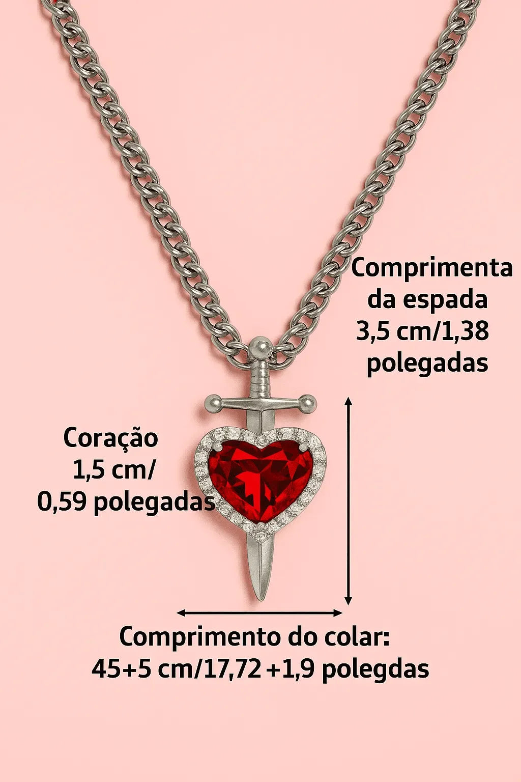 Set of 2 Heart and Sword Couple Necklace | Stainless Steel + Free Shipping