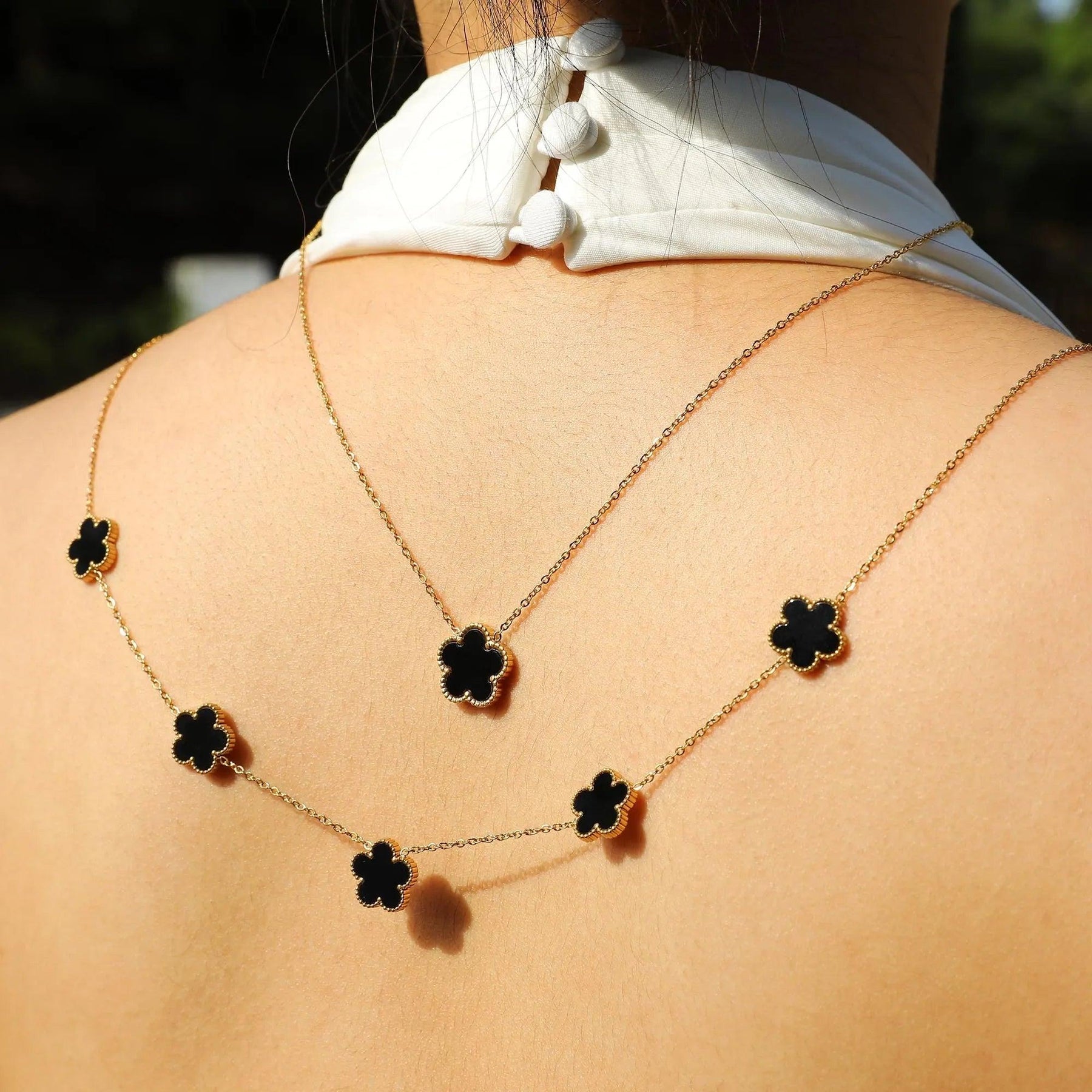 Colar Trevo Preto Banhado a Ouro 18k - Sundian - Sundian