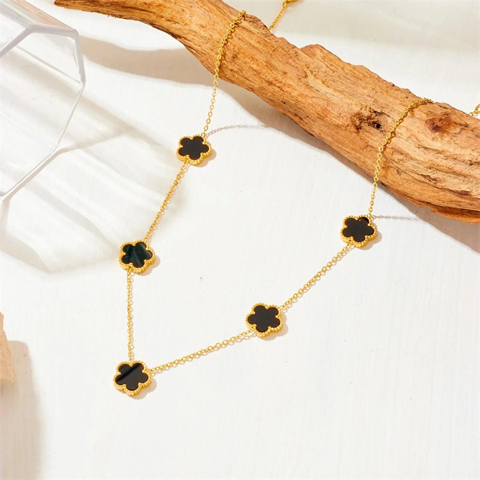 Colar Trevo Preto Banhado a Ouro 18k - Sundian - Sundian