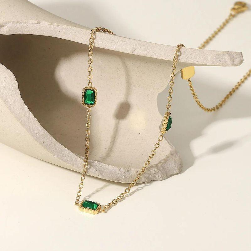 Colar com Esmeralda Banhado a Ouro 18k - Sundian - Sundian