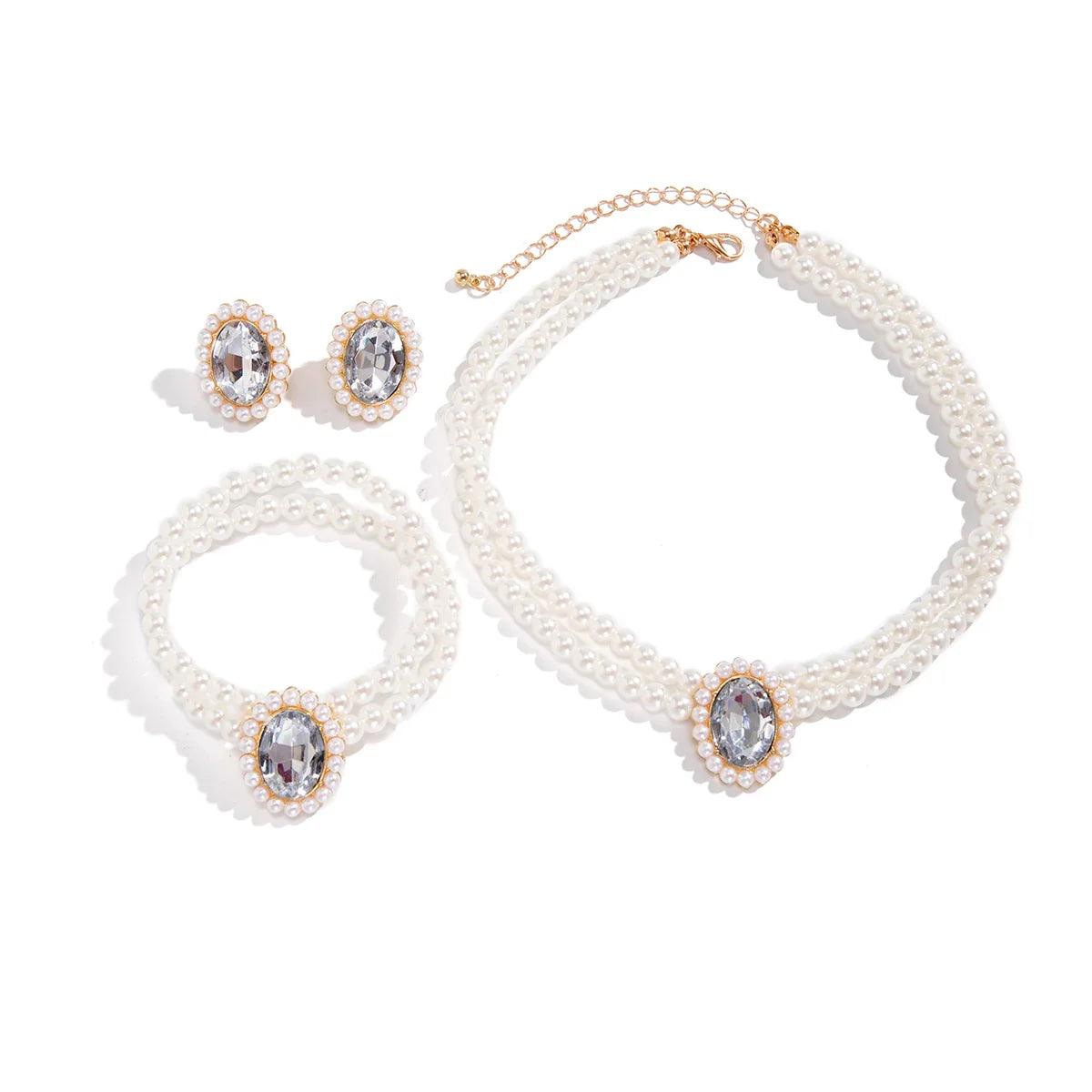 Conjunto Colar, Pulseira e Brinco de Pérolas - Sundian - Sundian