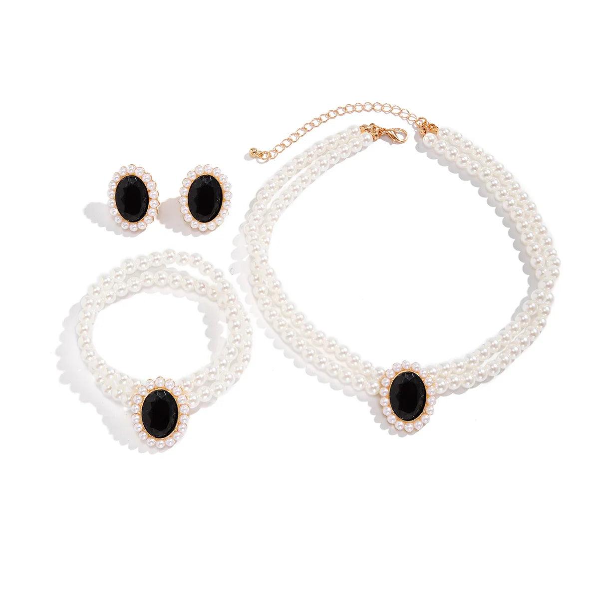 Conjunto Colar, Pulseira e Brinco de Pérolas - Sundian - Sundian
